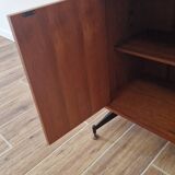 Freestanding Italian bookcase in teak and brass from the 60s