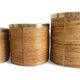 Mid-Century Organic Modern Medium Size Pencil Reed/Rattan Planter with Brass Rim