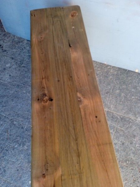 Solid patinated wood bench 140cm