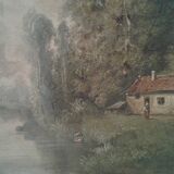 Old painting landscape, barbizon
