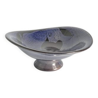 Blue Mermaid and Fish Bowl,  "Athene" Series By Anna Lisa Thomson, Upsala Ekeby