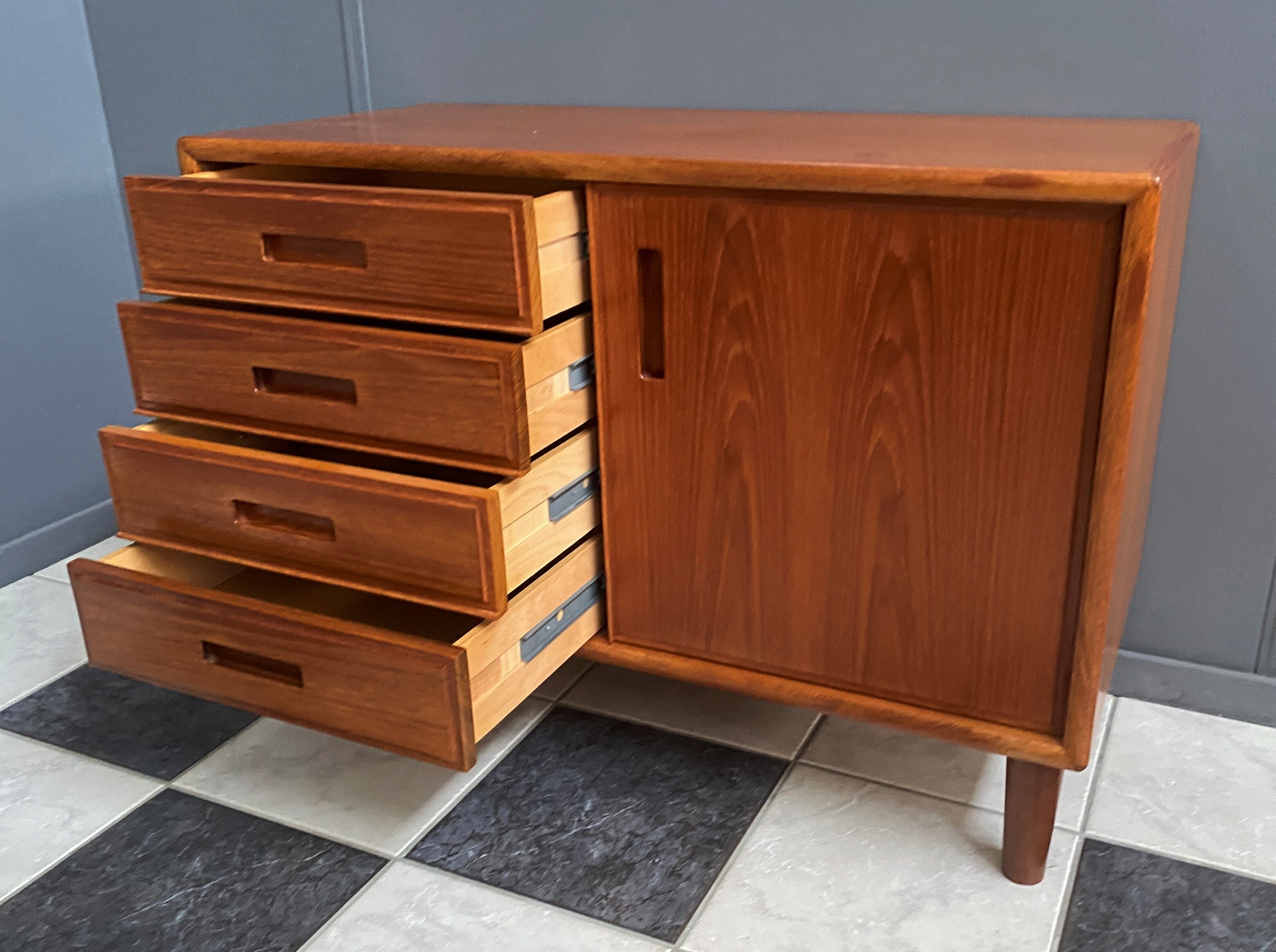 Danish Teak sideboard with drawers and door, 1960s