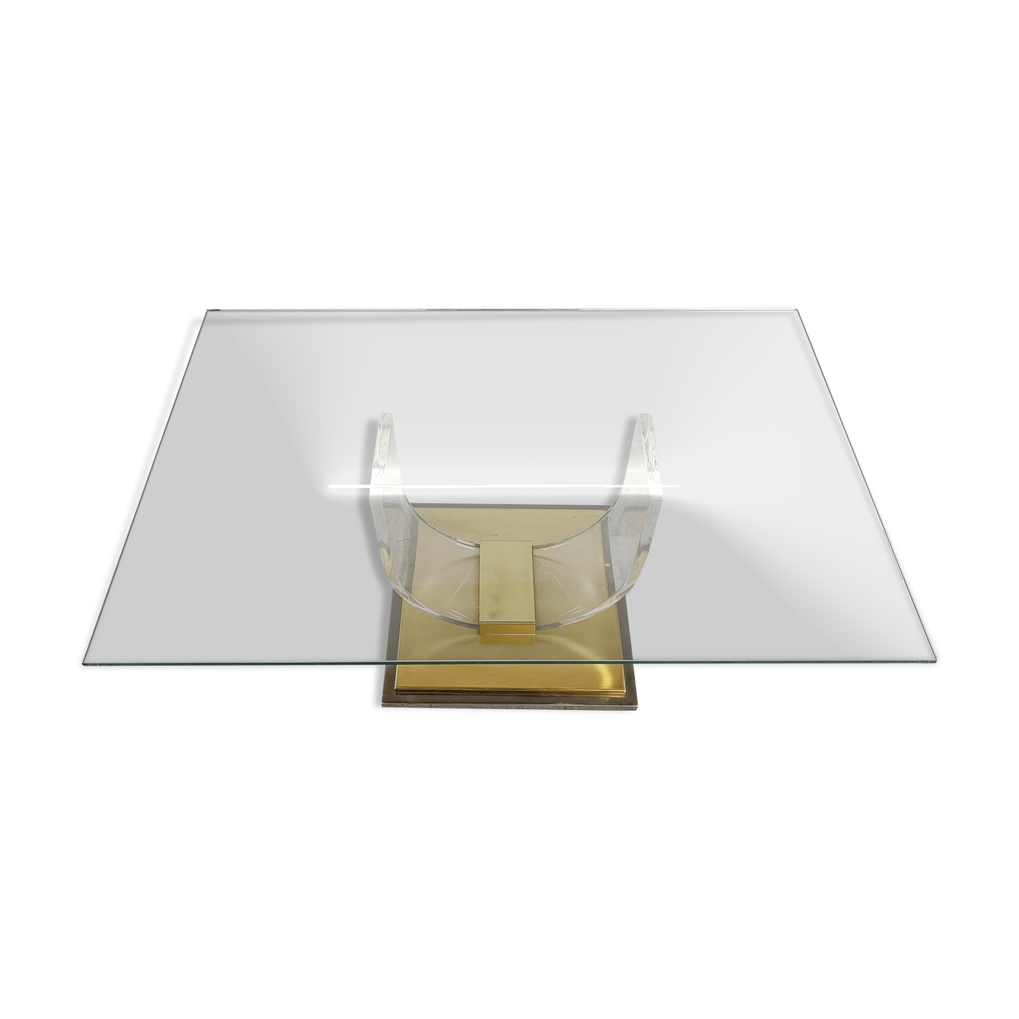 Lucite and brass arch coffee table, 1970s