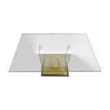 Lucite and brass arch coffee table, 1970s