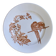 Large round dish from around 1870 signed Longwy with birds in sepia ironstone.