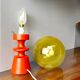 Portuguese Orange Wood & Amber Seeded Glass Table Lamp