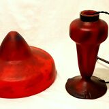 Champignon art-nouveau lamp signed schneider charles - foot and lampshade in glass paste