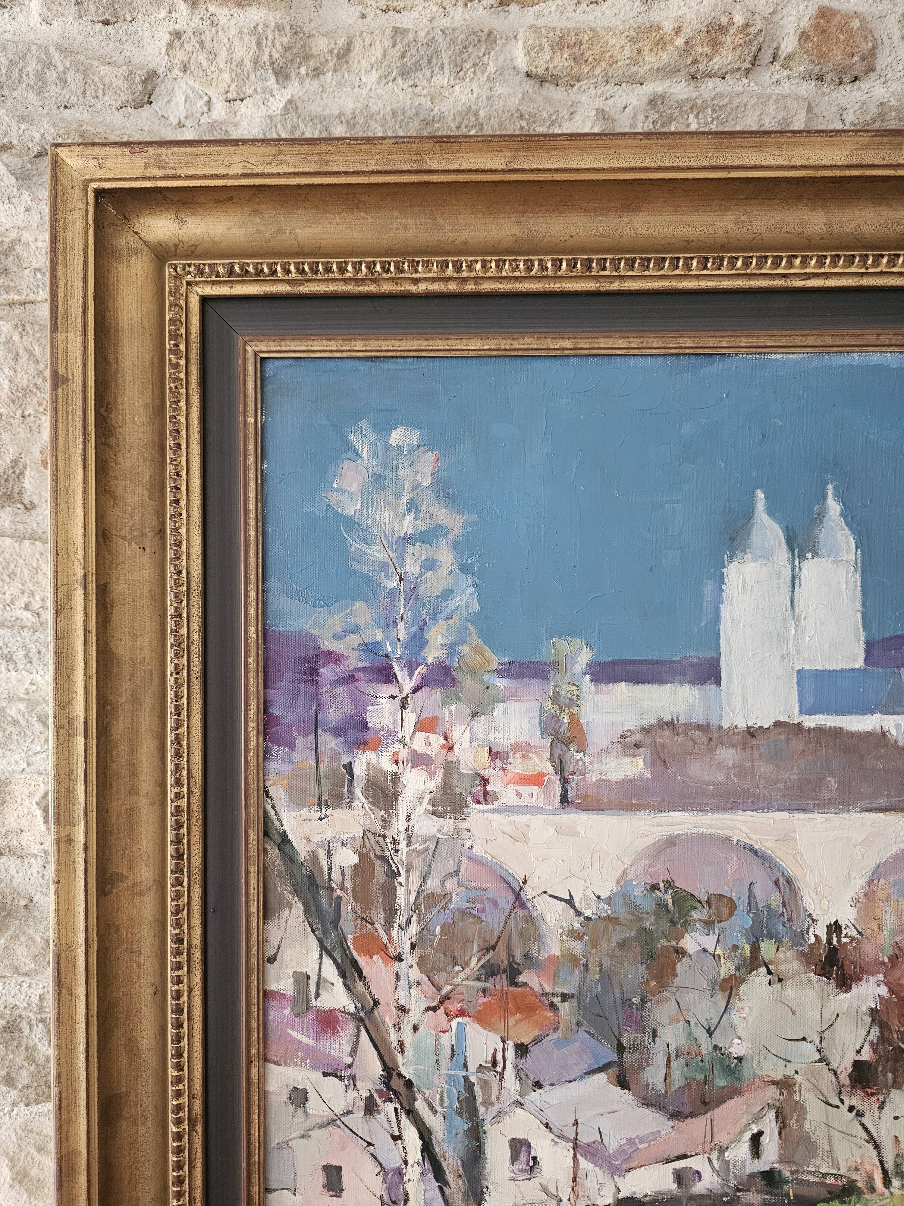 Oil Painting on Canvas Basilica of Saint Nicholas of Port Signed R Boulanger