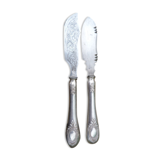 Set of 2 cheese knives and butter old silver hallmark Minerve