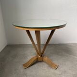 Art deco mirror pedestal table in walnut 1930