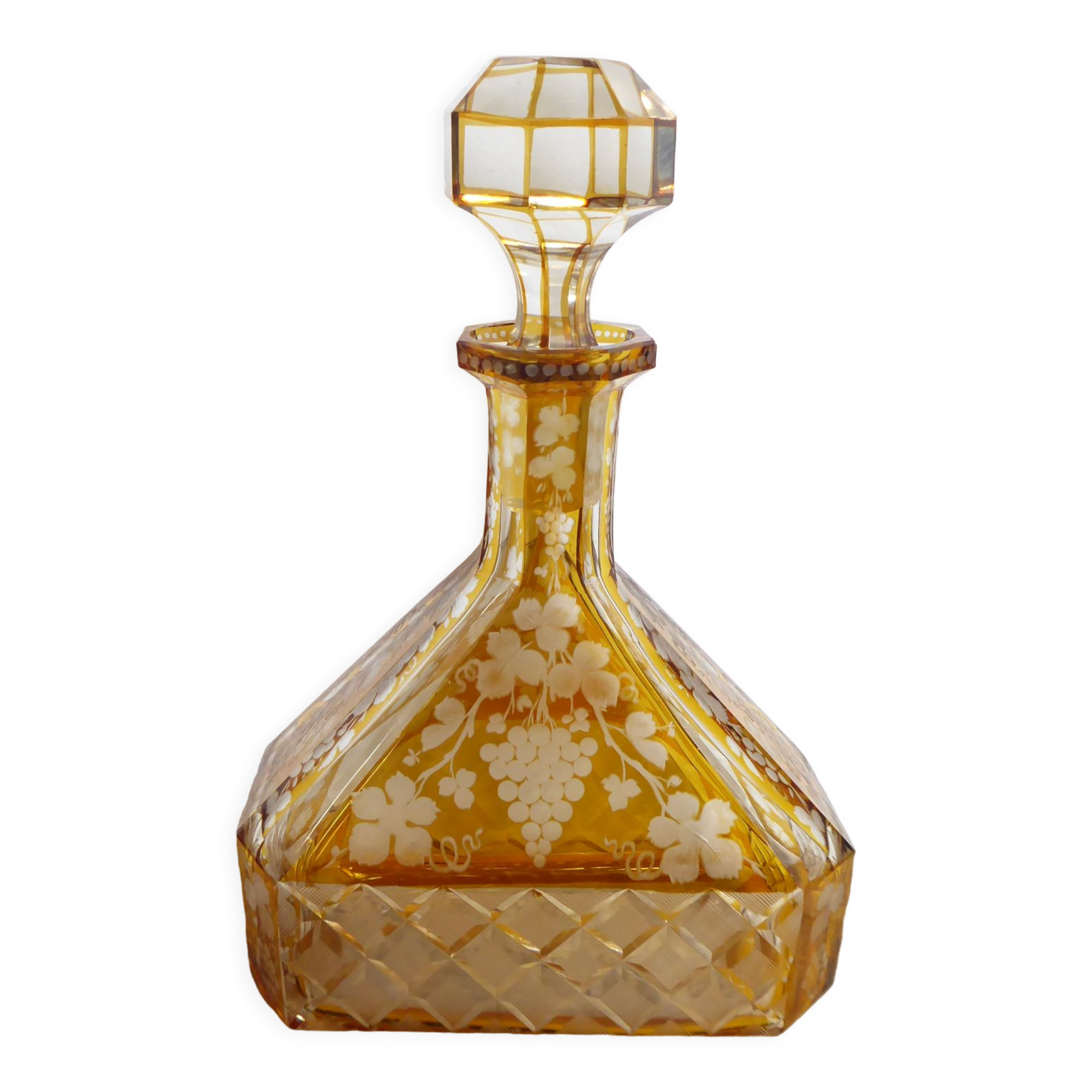 Engraved and cut crystal decanter