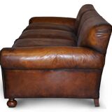 Antique Victorian leather canapé, hand-dyed, 3-4 seats.