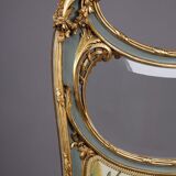 Louis XV style screen with three sheets in molded wood and embroidered fabrics