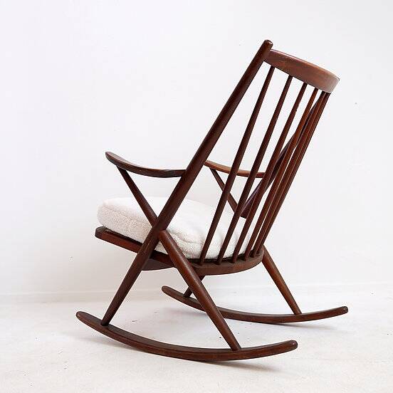 Rocking chair by Frank Reenskaug for Bramin, 1960s - New White Boucle Fabric