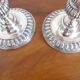 Antique pair of 19th century silver-plated metal candlesticks, 27 cm