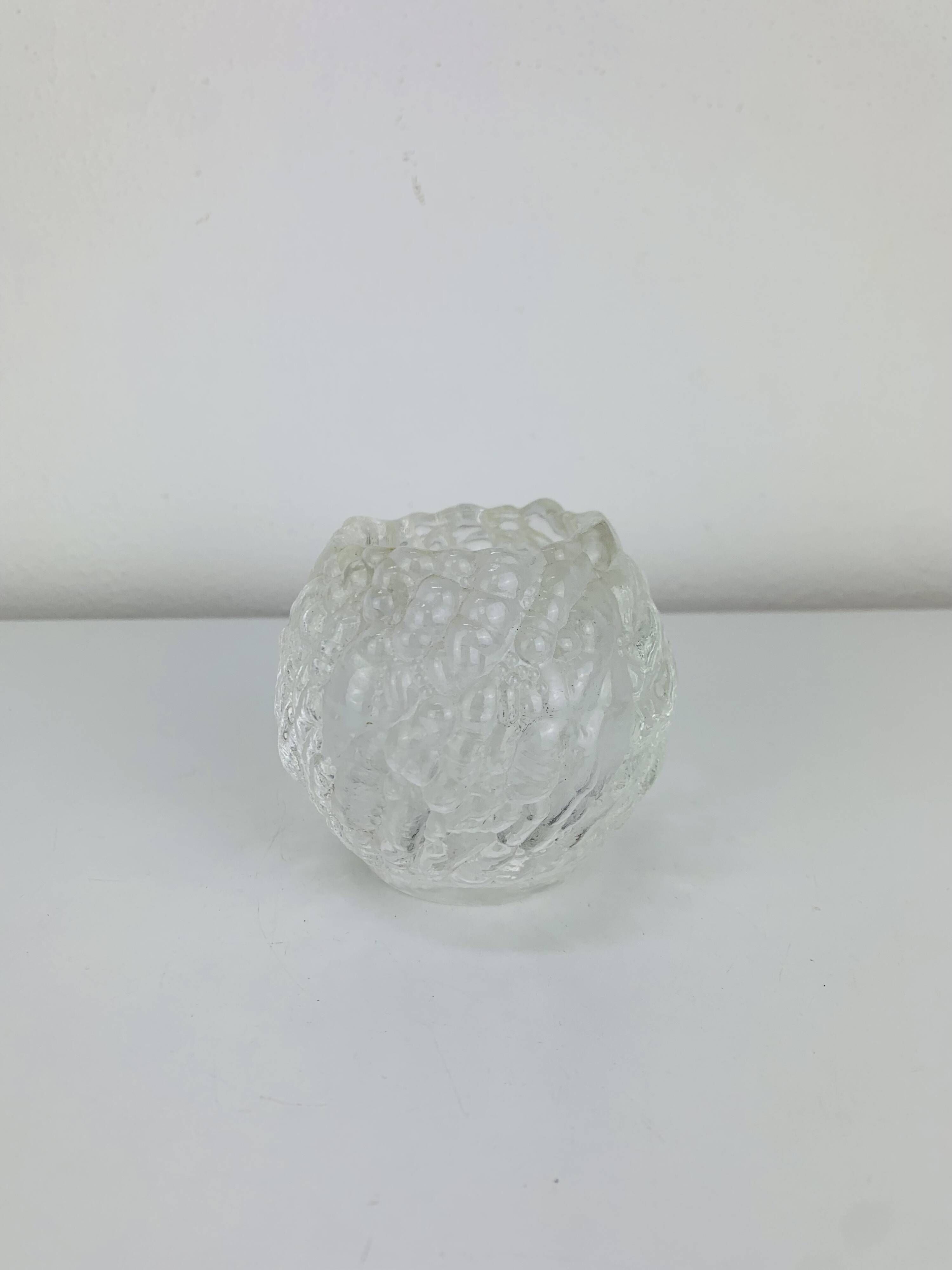 Cut glass candle holder, sphere, snowball style Kosta Boda