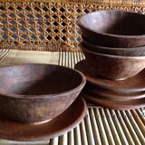 Set de 4 bols et 4 assiettes en bois