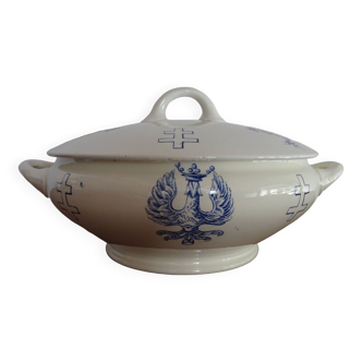 KG Lunéville earthenware soup tureen - Lorraine Cross - Empress service Ø 26.5 cm