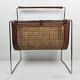 Italian Magazine Rack with Rattan, 1980's