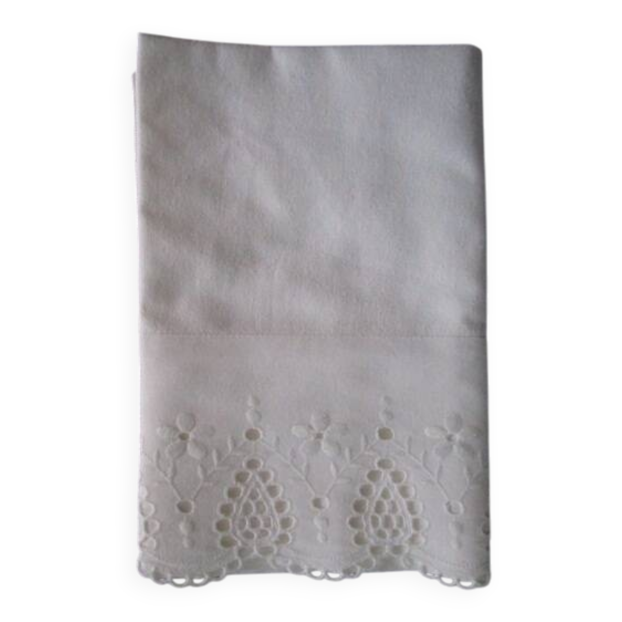 Antique embroidered cotton children's pillowcase: 55x41cm