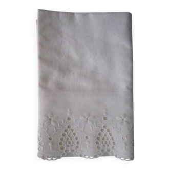 Taie d'oreiller d'enfant ancienne brodée en coton :55x41cm