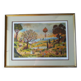 Lithograph Alain Thomas Champetre Scene