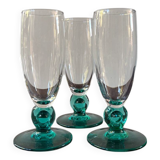 Set of 3 Luminarc champagne flutes, Molière model, Sapphire color