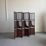Vintage Six Panel Tinted Bamboo and Rattan Screen, Room Divider