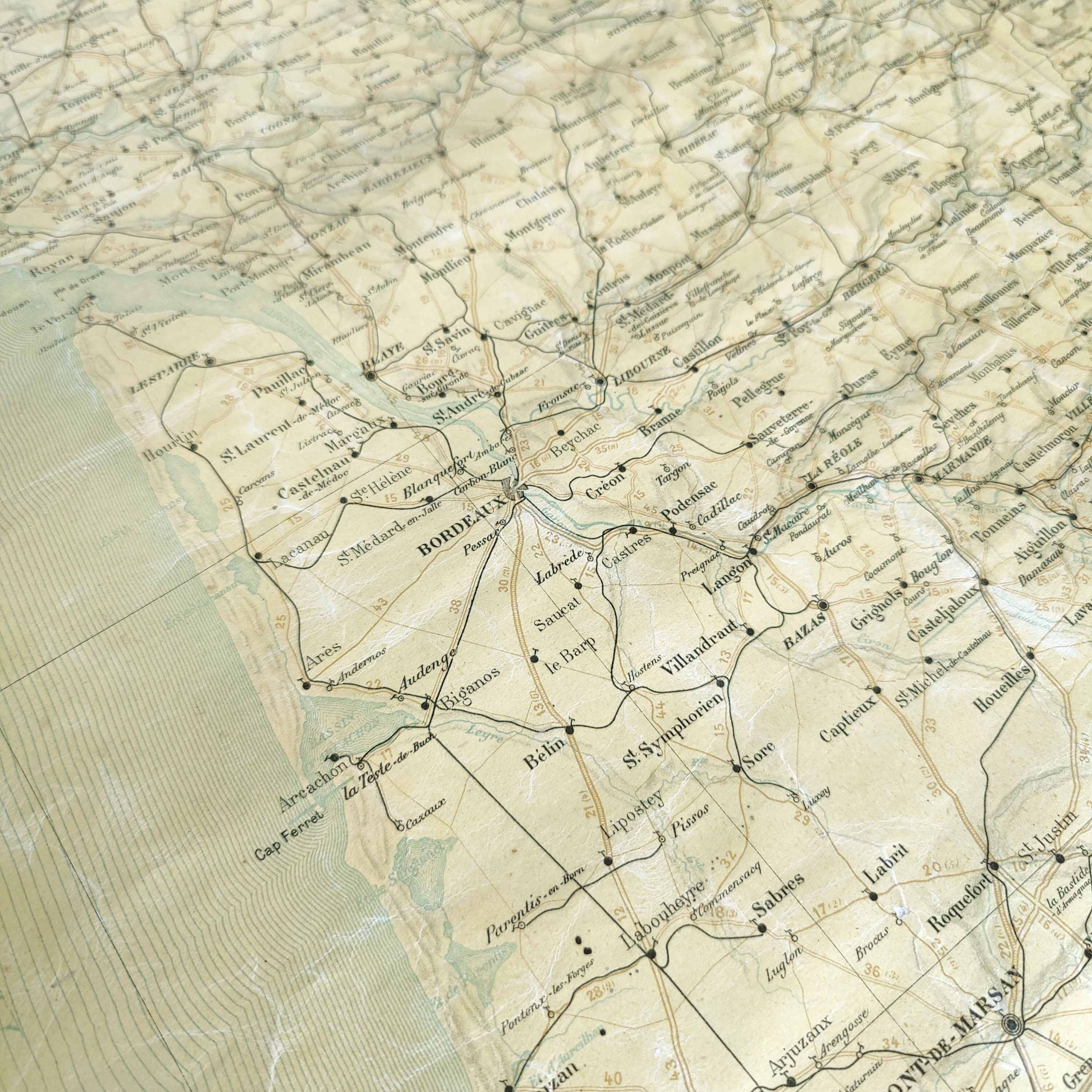 map of France 1900 of Dion Bouton Art Nouveau