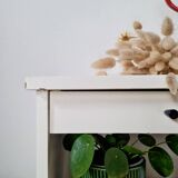 Vintage bedside table with tapered legs - white