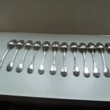 Lot 12 old silver metal spoons Christofle marly model floral decoration