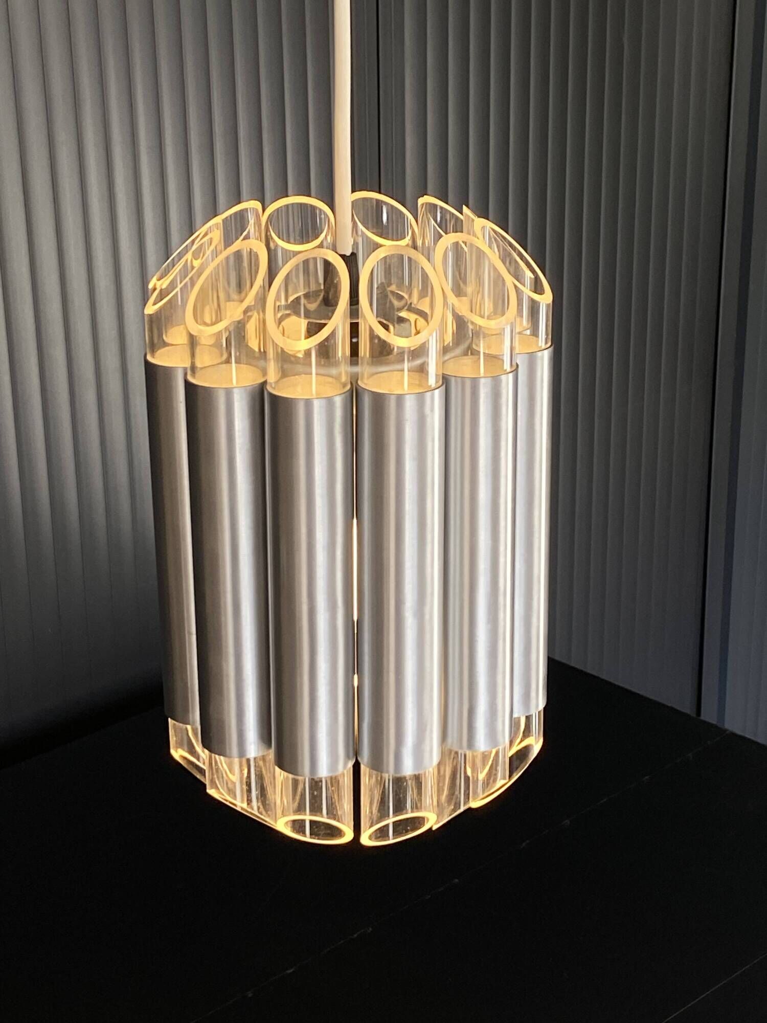 Suspension lamp chandelier ceiling light Aluminium plexi raak septiem B-1205 1960