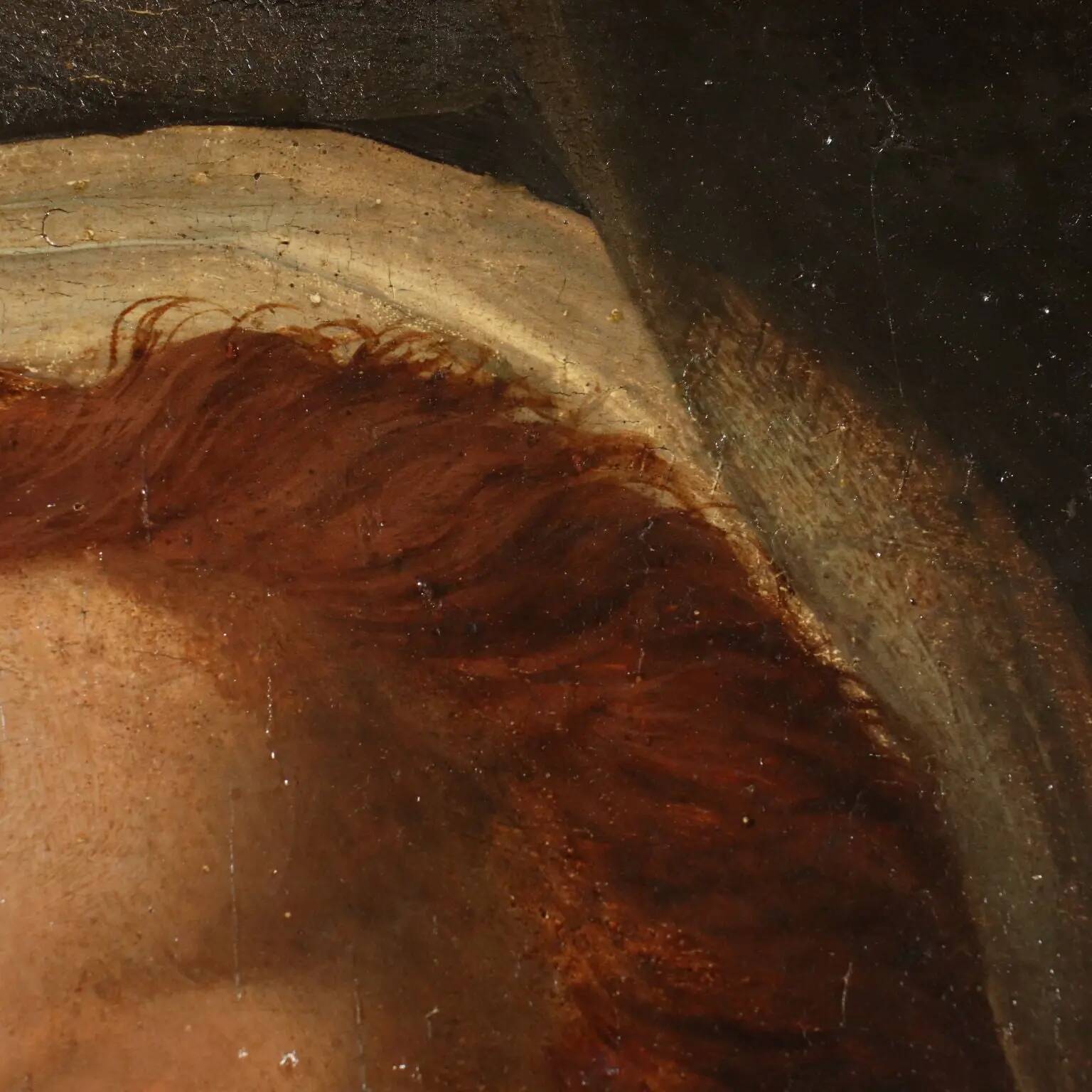 Ancient painting Female head attributed to A. Del Sarto, tempera on wood