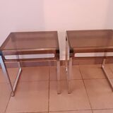X2 Vintage 1970s smoked acrylic plexiglass side tables