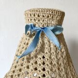 Chatard blue opaline bedside lamp, hook lampshade