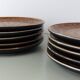 Set of 10 brown ceramic dinner plates