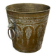 Persian Brass Champagne Bucket, Hand Engraved Ram Head Handles