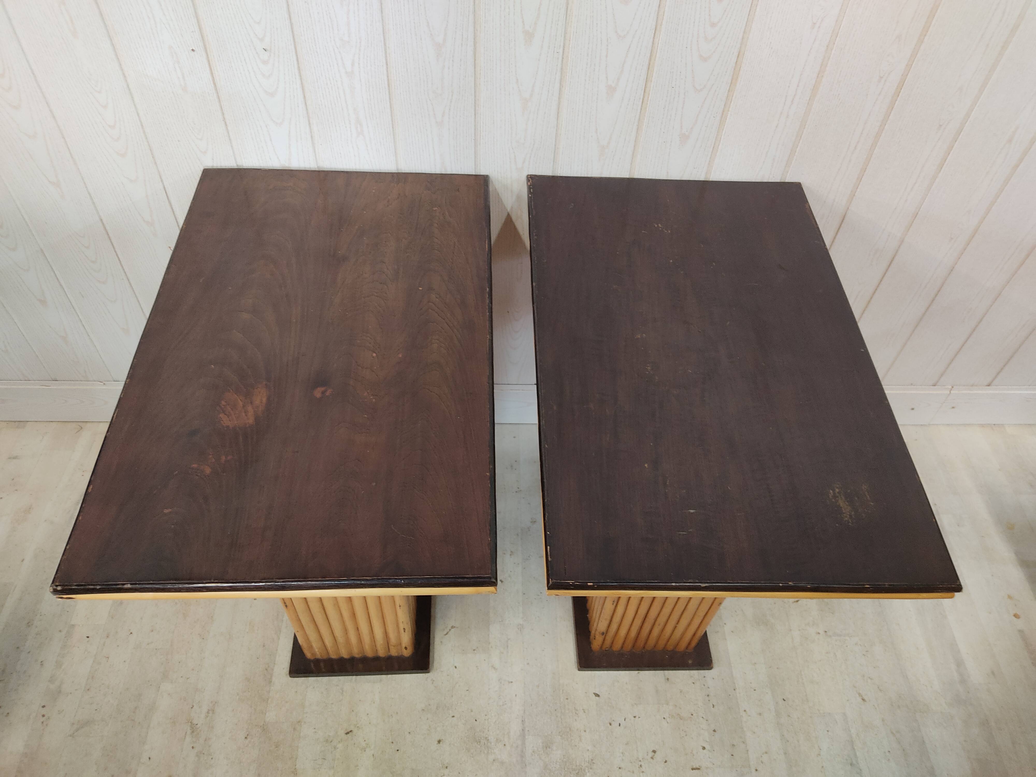 Vintage bamboo and solid wood bistro table