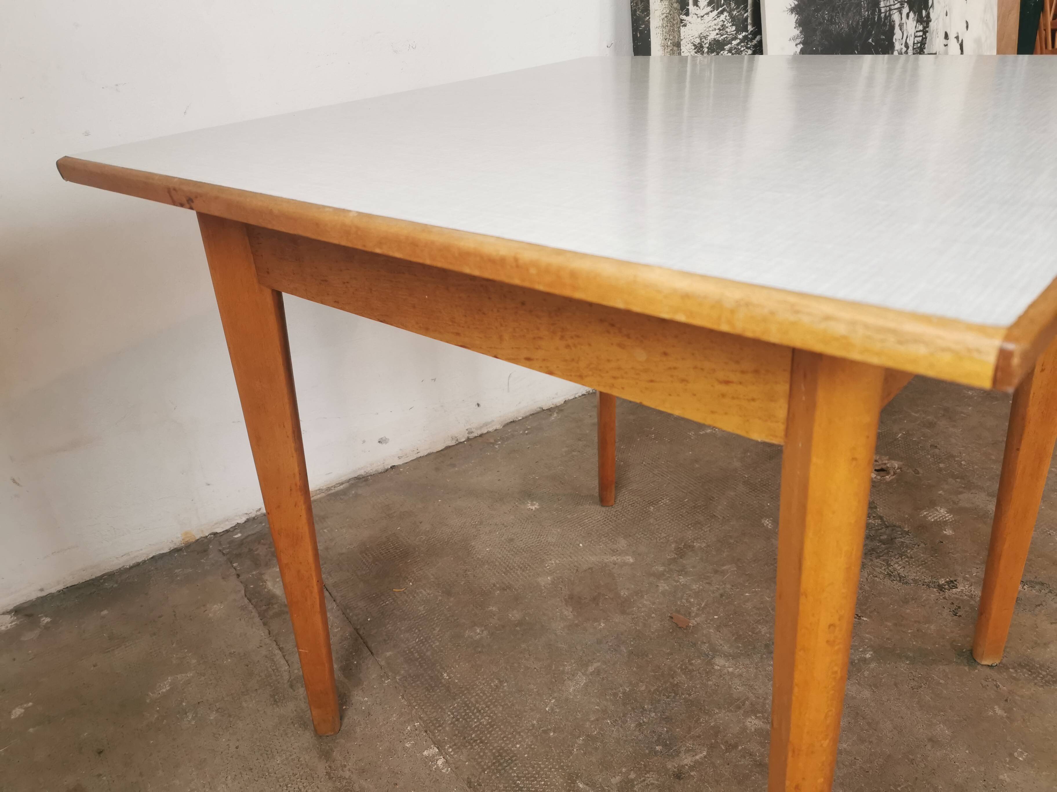 Square dining table, wood and formica, 1960s