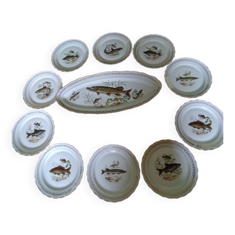 French art porcelain fish service