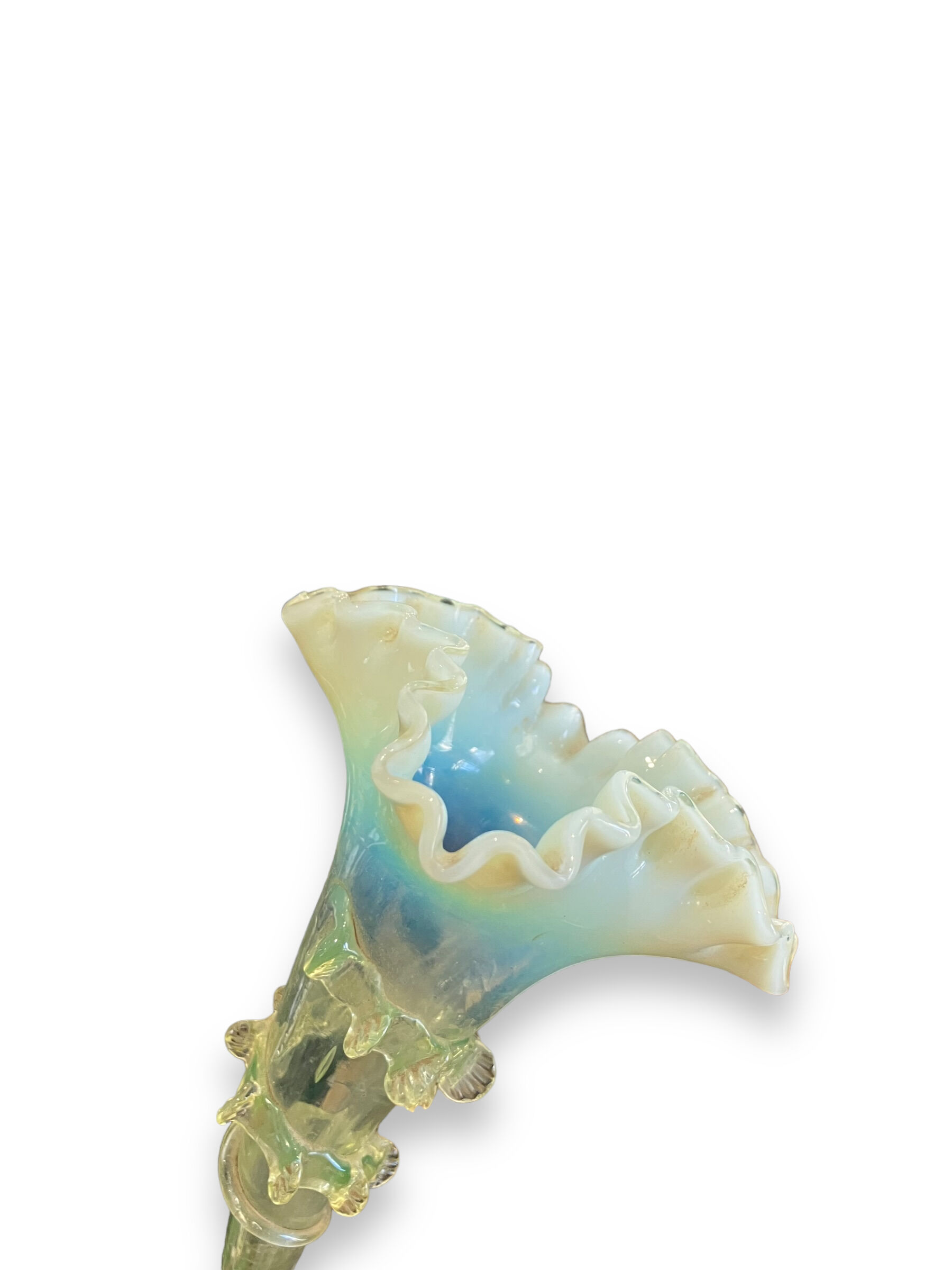 Tulip tree centerpiece in opalescent glass and bronze nineteenth