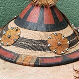 Lot de 3 chapeaux de paille et cuir, peuple Peul, Mali