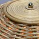 Large French rattan floor lamp, mushroom shade, vintage wicker standing lamp