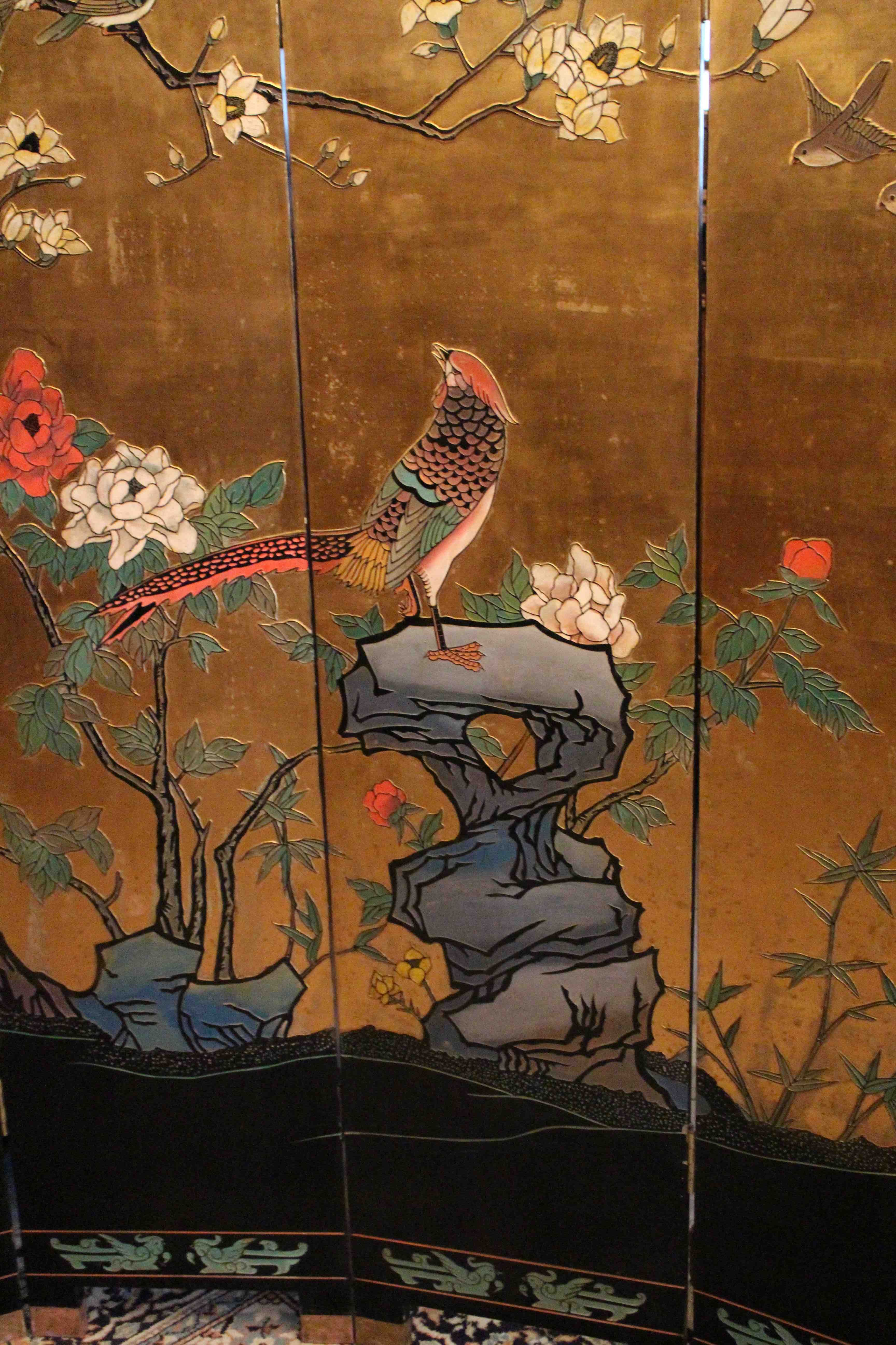 4-leaf screen lace-up decoration Far East Japan type Coromandel