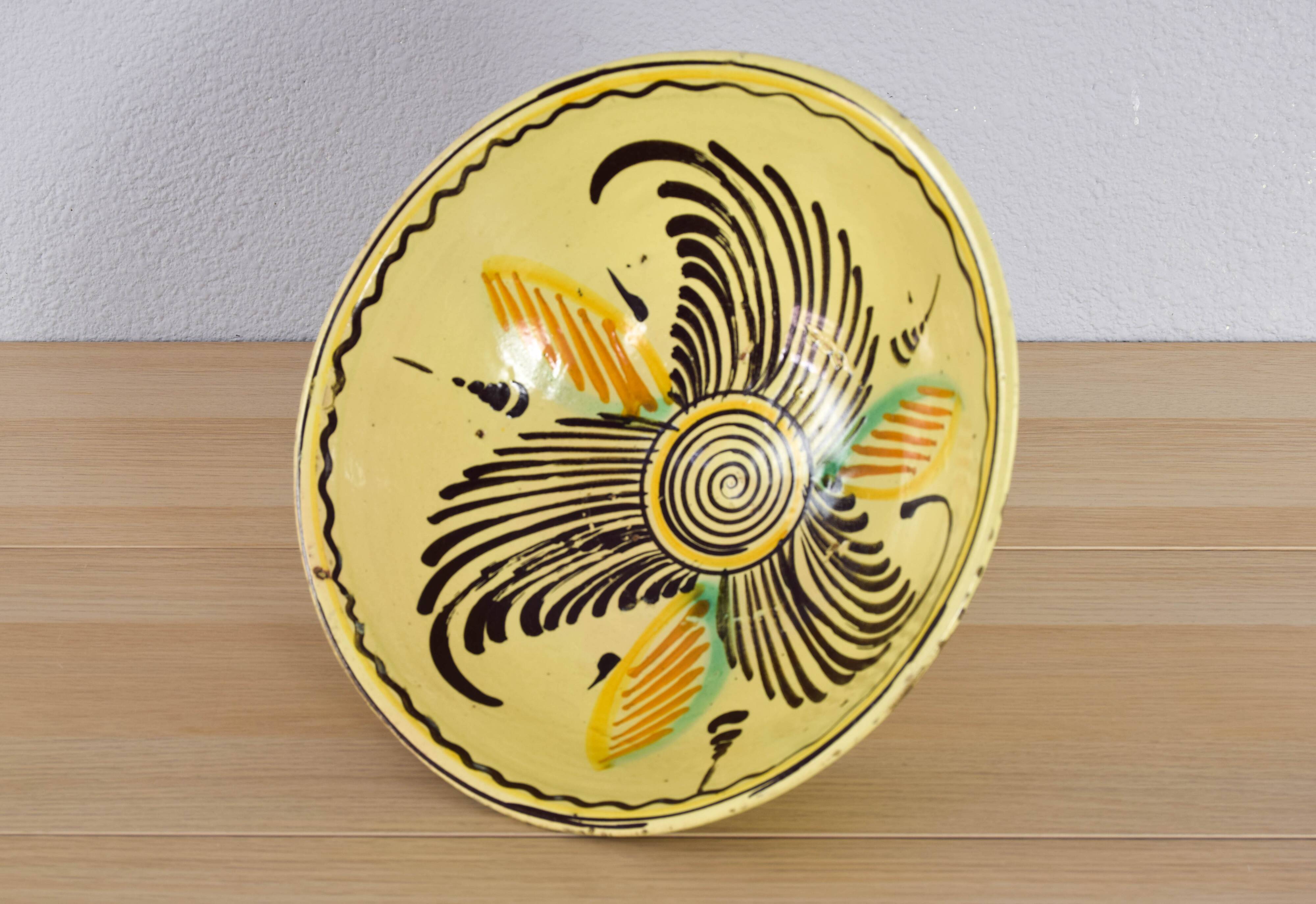 Antique Puente de Arzobispo Talavera Handmade Ceramic Glazed Lebrillo Bowl