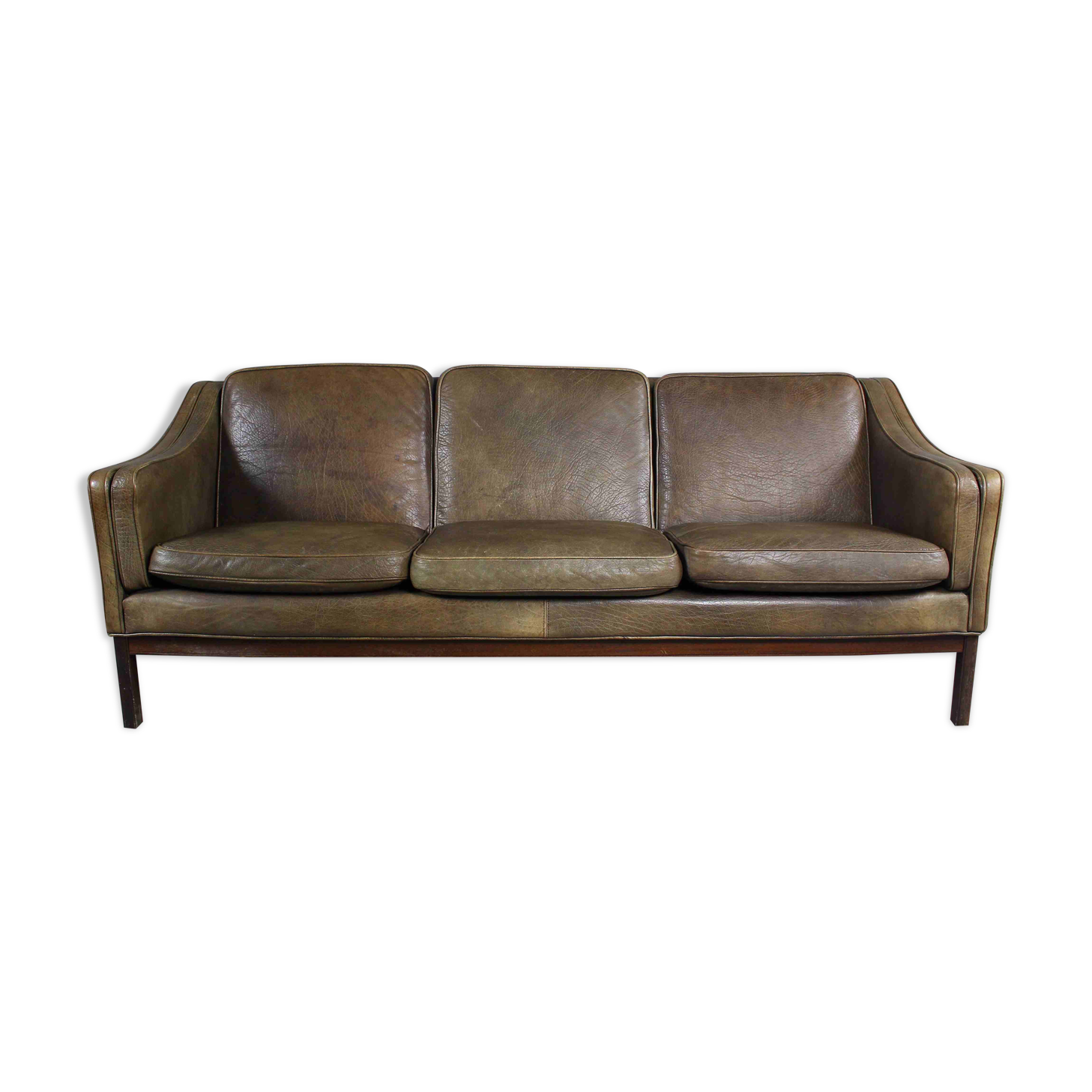 Brown Leather And Rosewood Sofa By Vatne Mobler, Norway 1970s