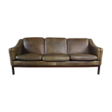 Brown Leather And Rosewood Sofa By Vatne Mobler, Norway 1970s