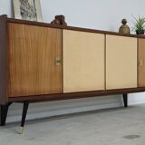 4-door sideboard in light beige and German wood from the 60s