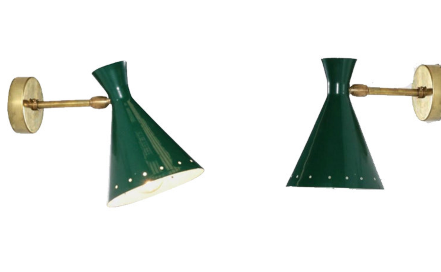 Pair wall lamps green casserole
