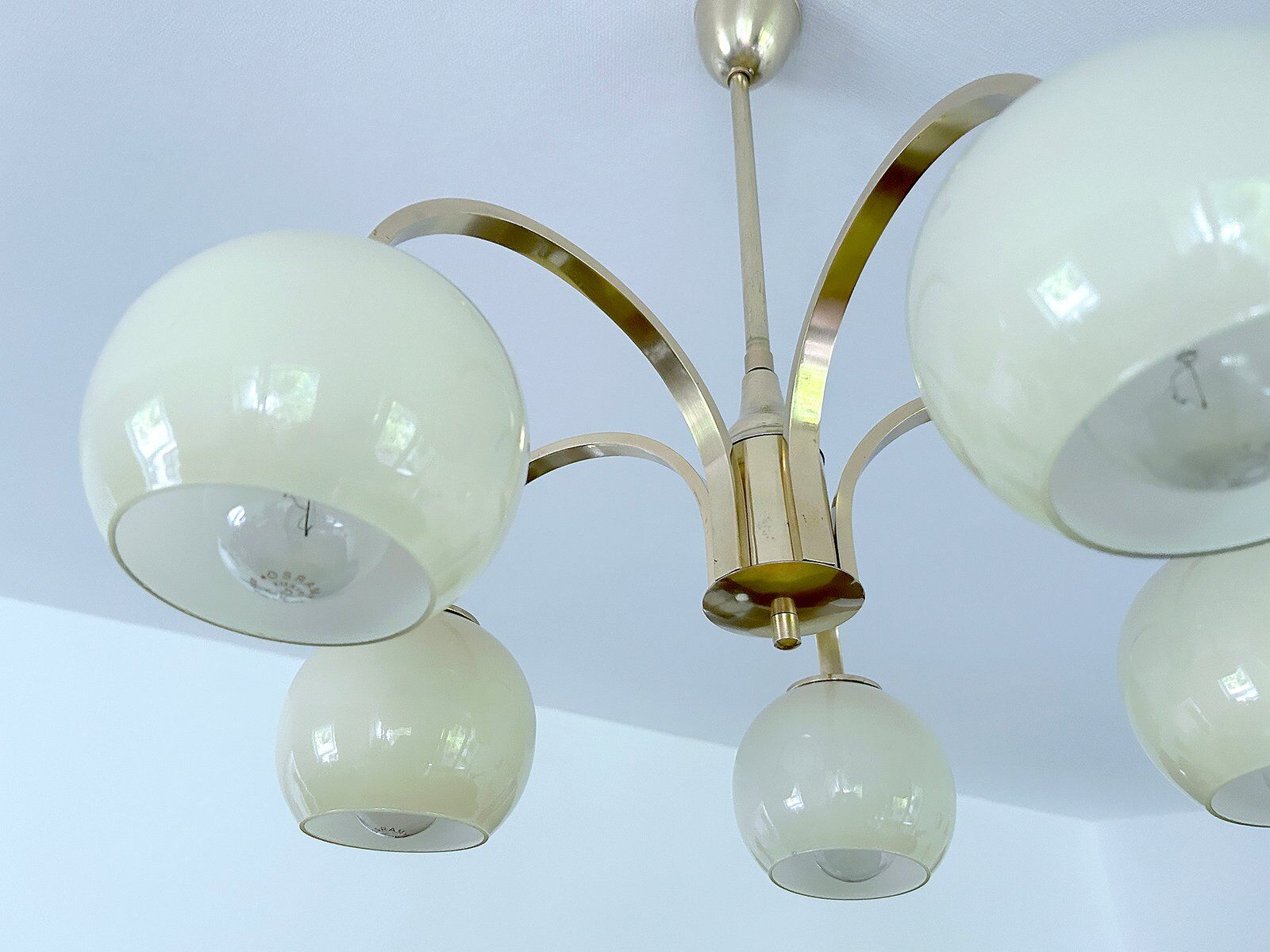 Mid Century Glass Pendant Light, 1950s
